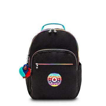 Kipling Seoul Large Fashion 15" Laptop Backpacks Truly Black Rainbow | AU 1831DF